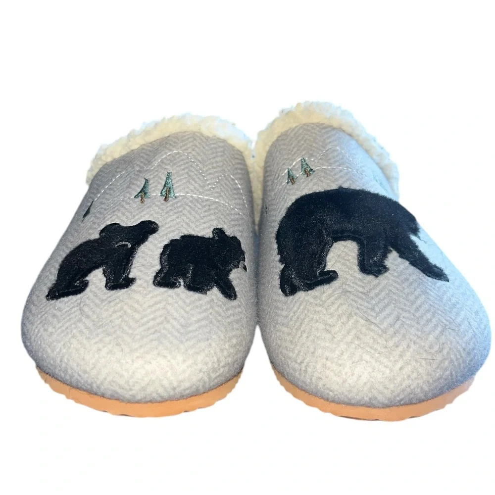 LANDS END Slippers Womens 10‎ Sherpa Lined Mamma & Baby Bear - Picture 2 of 8